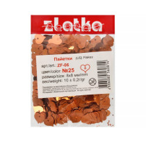 Пайетки " Zlatka" россыпью ZF- 06 8 х 8 мм 10 г №25 оранжевый